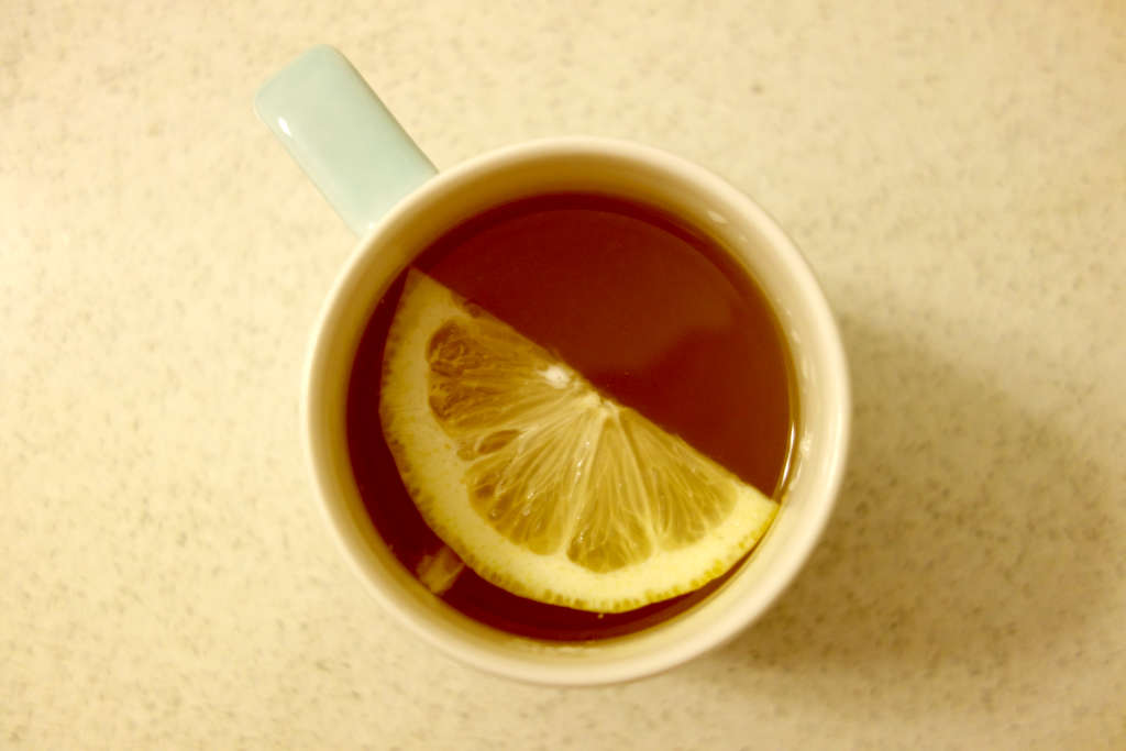 hot toddy, oops I dropped some lemon pith in there too