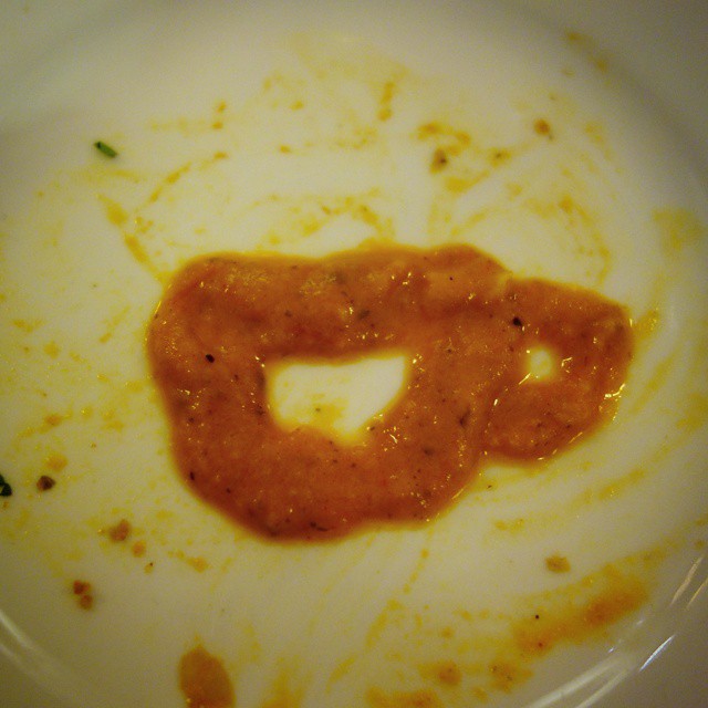 60: Outline of a teacup made from curry on a plate