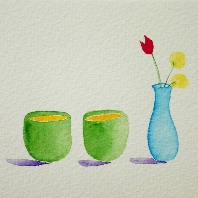 watercolour teacups
