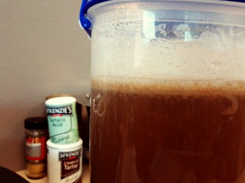 Warm  ginger beer mix ready to ferment
