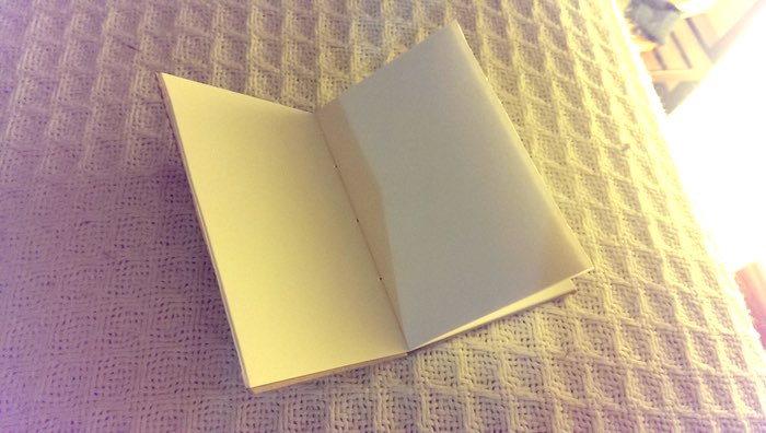 hand-stitched notebook with cardboard cover