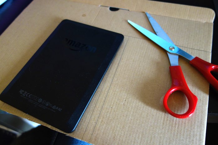 using Kindle to measure cardboard